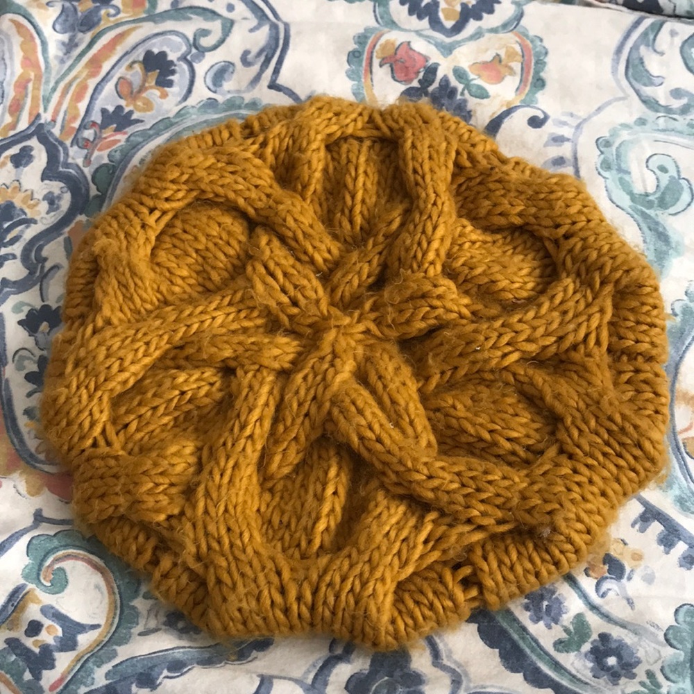 Marigold-colored slouchy beanie